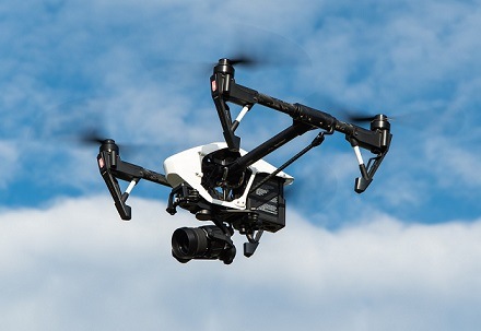 Picture of a drone with a camera attached