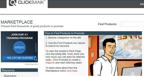 What the Clickbank Marketplace looks like