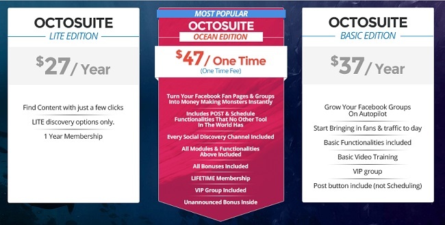 The membership options of Octosuite