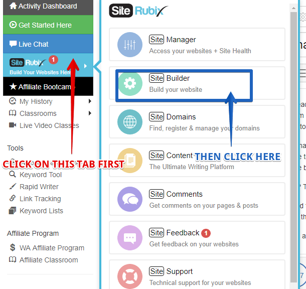 The Site Builder at Wealthy Affiliate