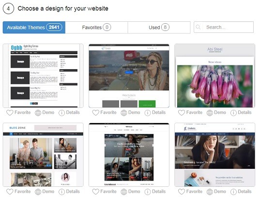 How to choose a theme from SiteBuilder