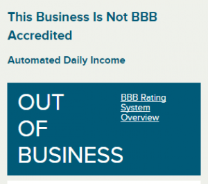 No history of Automated Daily Income with BBB