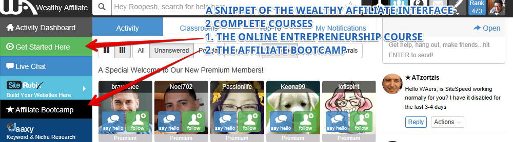 Wealthy Affiliate courses