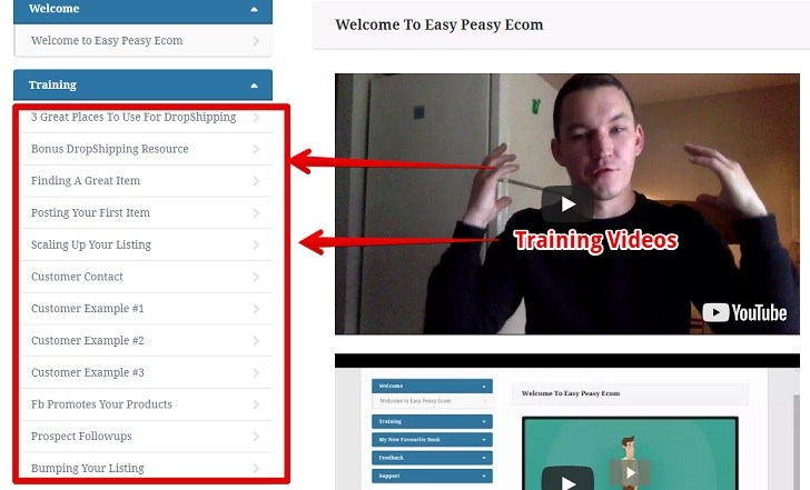 The training videos of Easy Peasy ecom