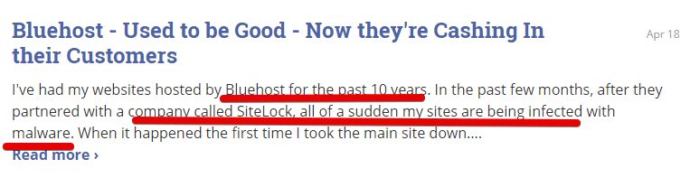 Bluehost is a a scam by using sitelock