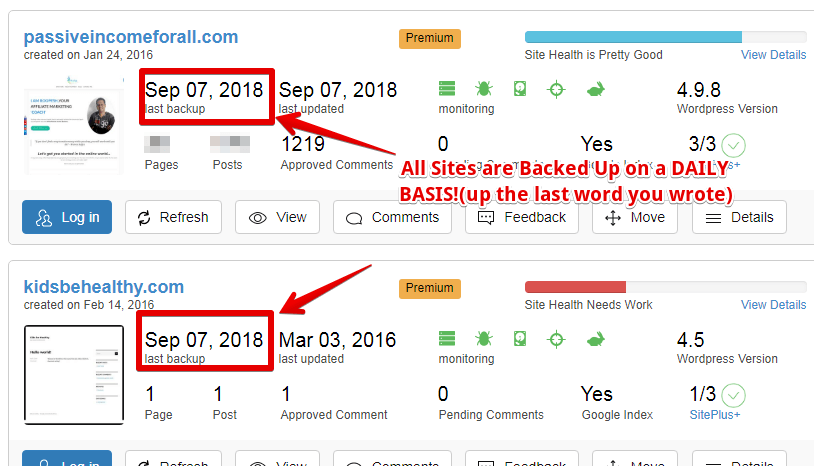 SiteRubix does daily back-ups of all your sites