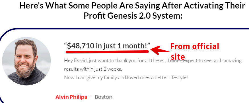profit genesis 2.0 is a scam with fake testimonials