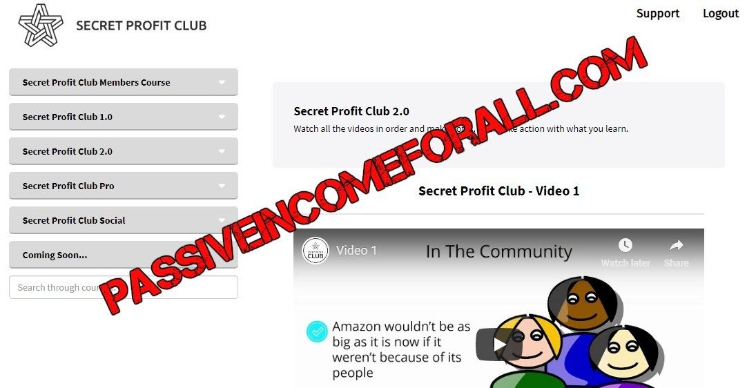 Secret Profit Club main members area