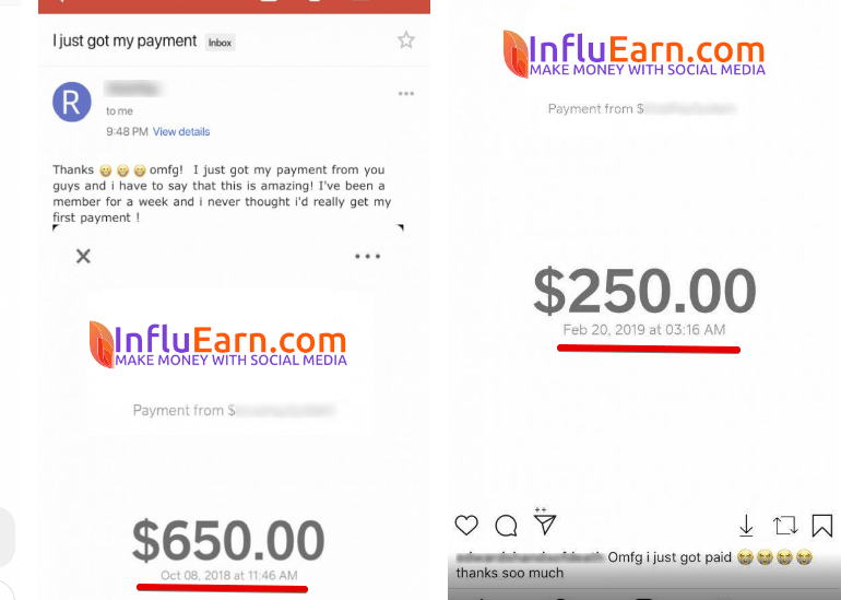 Influearn is a scam fake payment proof