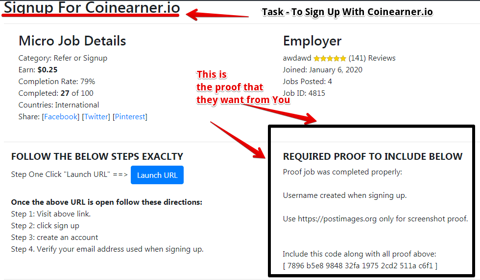 OnlineMicrojobs tasks require proof from you