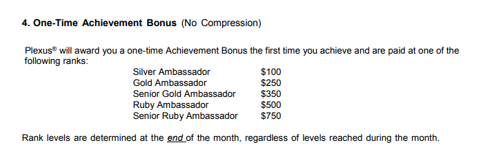 Plexus Worlwide rank achievement bonus