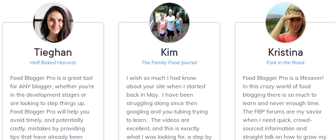 Food Blogger review member testimonials