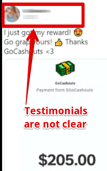 Gocashouts testimonials are not very clear