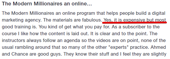 Officeless agency is expensive if you look at what Modern Millionaire member said