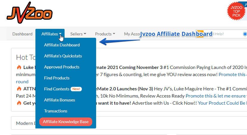 Jvzoo review. The Jvzoo affiliate dashboard
