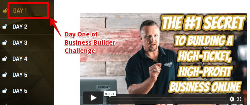 Day one of the Legendary marketer business builder challenge
