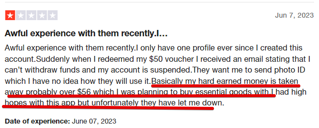 Pureprofile review this is a screenshot of an unhappy customer on trustpilot.com