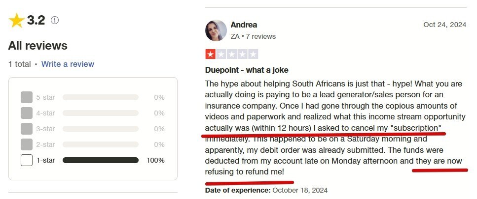 This is Duepoint trustpilot review