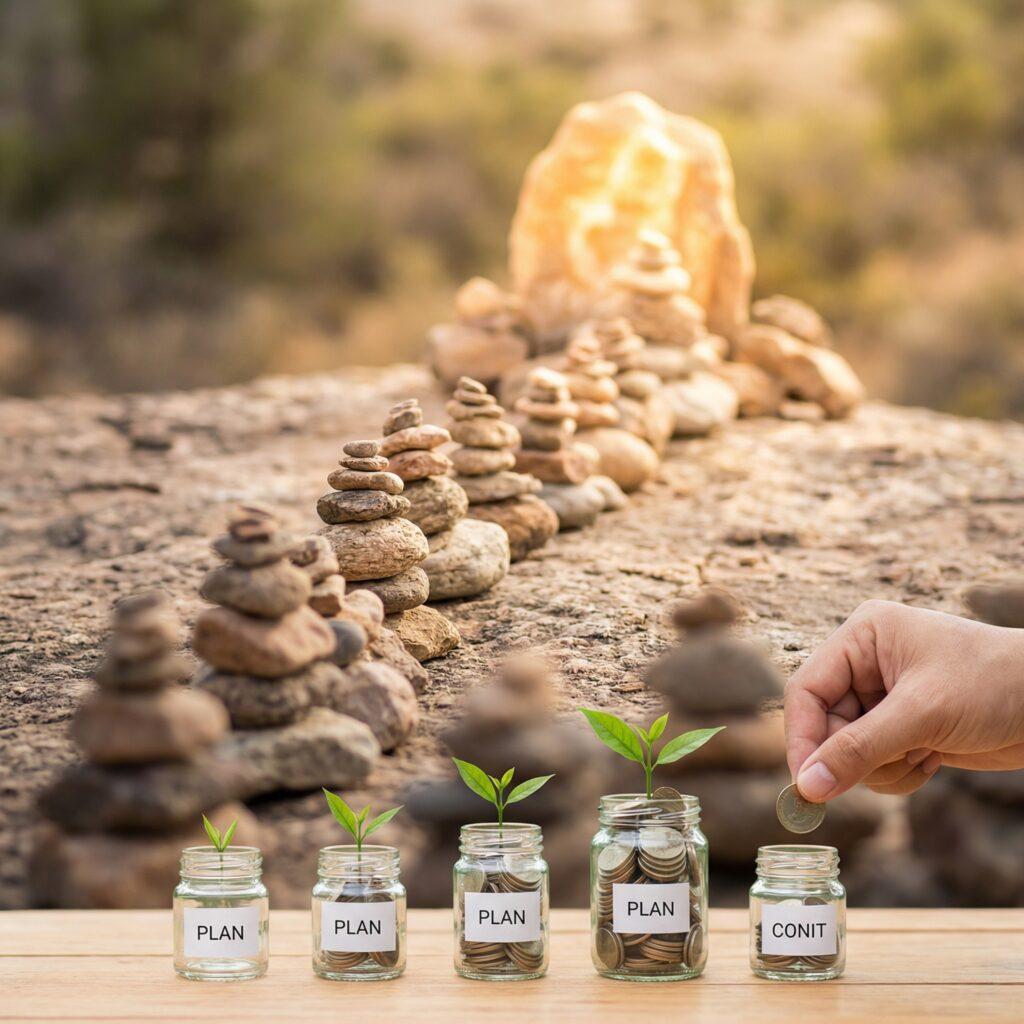 How do I stick to my financial goals, break goals into small milestones